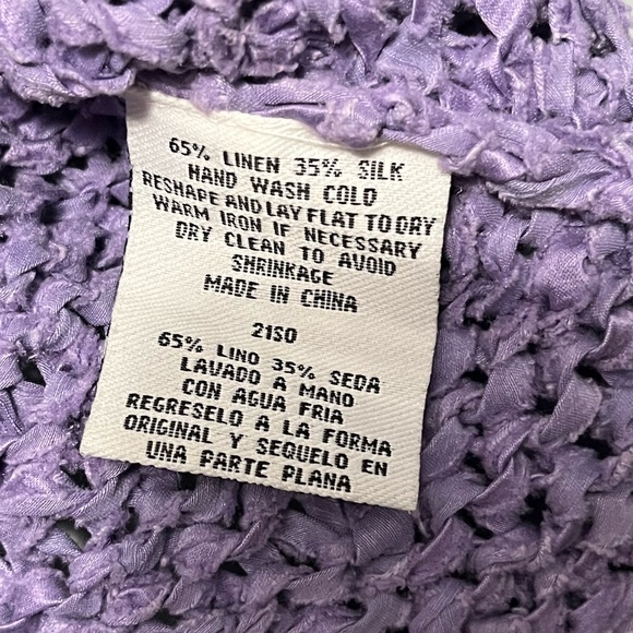 Eileen Fisher Linen Blend Chunky Loose Knit Sweater Tank Top in Lavender Purple - Picture 7 of 9